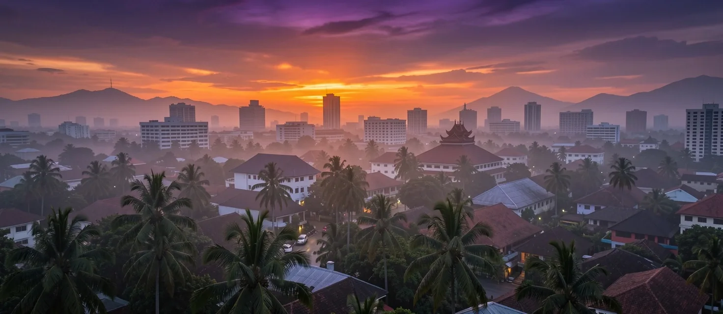 Pekanbaru cityscape at dusk